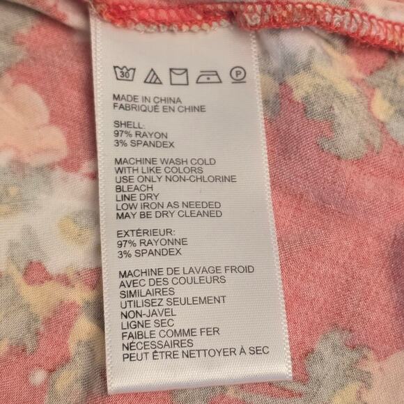 Urban Outfitters Coral Floral Babydoll Midi Dress V-Neck Cap Sleeve Button Sz XS - Picture 10 of 11